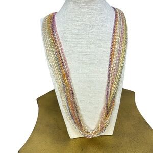 Vintage Iridescent Necklace Layered Pearl Pastel Gold Closure